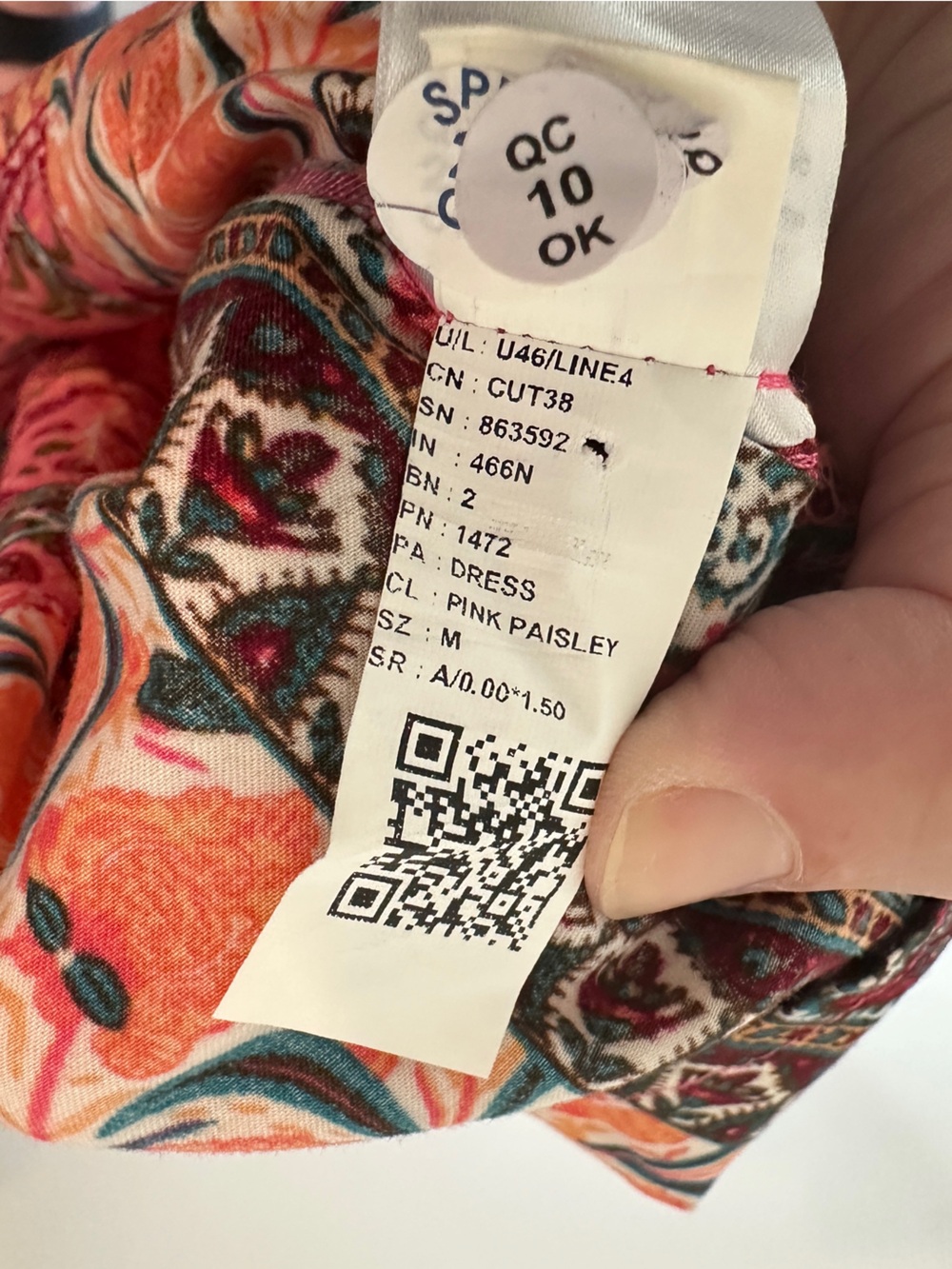 Old Navy Coral-Red and Orange Patterned patchwork strapless Midi Dress size M - Picture 7 of 10